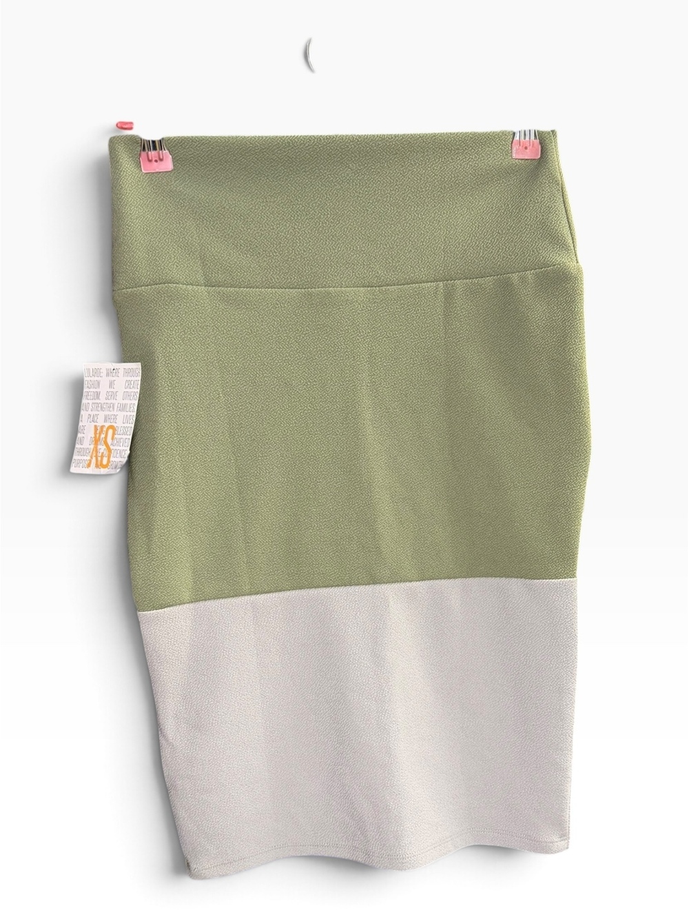 LuLaRoe Cassie Pencil Skirt XS NWT Sage Green Ivory Colorblock Stretch